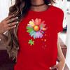 Desejo ebay Amazon estação independente gola redonda solta AliExpress camiseta criativa de flor manga curta para mulheres