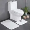 Conjunto de banheiro de três peças branco liso imitação de caxemira tapete de chão quadrado tapete de pé absorvente pode ser com padrão oval branco liso atacado dropshipping