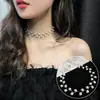 Collar de perlas Corea del Sur collar de banda para el cuello gargantilla collar de collar joyería de cuello de celebridad de internet cadena corta para clavícula para mujeres