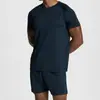 Camiseta masculina de manga curta, alta elasticidade, secagem rápida, amigável à pele, adequada para fitness, corrida, yoga e uso doméstico, com propriedades de absorção de umidade e respirabilidade, e decote redondo
