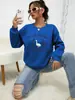 Moletom Feminino Impresso Silly Goose University 1918 Casual Macio Roupas Soltas Moda Pulôver Outono Gola Redonda