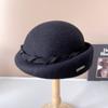 Boina vintage de lana australiana ligera de lujo de estilo japonés para mujer, sombrero de fieltro cálido para otoño e invierno, sombrero de copa de alta sociedad, sombrero de azafata de color liso