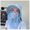 Sombrero para Mujer de Primavera y Verano Sombrero de Sol Máscara Protectora Solar Anti-ultravioleta Protección para el Cuello Sombrero de Ala Grande Sombrero Protector Solar Sombrero para Recolección de Té en Campo Seco