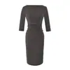 Vestido de Um Ombro Feminino 2026 Primavera/Outono Novo Design Cintura Fina Saia Bodycon Profissional Senso de Design Ligeiramente Maduro Vestido de Manga Três Quartos