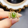 Atacado de Fábrica Popular Anel de Jade Natural Prata S925 Incrustado com Pedra Principal 6*8 Fábrica de Joias de Luxo Venda Direta