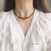 Collar de Garra de Gato de Cristal de Fresa Cadena de Clavícula de Obsidiana para Mujeres y Hombres Estilo Pareja Par de Mejores Amigos Cuerda Negra Colgante de Cristal