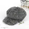 Boina para Mujer Otoño e Invierno Sombrero de Pintor Británico para Hombre Combinación Versátil Casual Gorra a Cuadros Estilo Coreano Retro Sombrero Octogonal Moderno