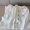 Pijamas de Cachorro de Línea Lindo Nicho de Dibujos Animados para Mujer Primavera, Otoño y Verano Conjunto de Ropa de Casa Holgada de Manga Larga para Niñas al Mayoreo