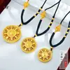 Caractere da Fortuna Bússola Oito Tesouros Areia Dourada Pingente Dupla Face Oito Símbolos Auspiciosos Cobre Banhado a Ouro Oco Retrô Colar Feminino Moderno Versátil