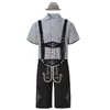 Roupas Oktoberfest Alemã para Homens Adultos Europeus e Americanos Camisa Xadrez Macacão Chapéu de Cowboy Traje Roupas Masculinas