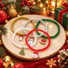 Collar con Perlas Artificiales y Cuentas de Navidad Colgante de Papá Noel Muñeco de Nieve Reno Goteo de Aceite Cadena para Clavícula Pulsera Festival