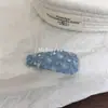 Presilha de cabelo BB jeans rasgado com lantejoulas estilo girl power americano para mulheres, estilo doce e cool, presilha lateral oval em formato de gota d'água