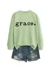 Amazon Ebay Estação Independente Casual Simples Feminino Confortável Graça Estampado em Forma de Coração Outono e Inverno Gola Redonda Moletom