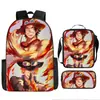 Mochila Escolar Exclusiva One Piece Três Peças Conjunto Mochila Rei do Mar Grande Capacidade Mochila para Aluno do Ensino Médio