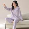 Calças de Manga Comprida Primavera & Outono 100% Algodão Pijama para Mulheres Estilo Coreano Novo Solto Casual Roupa de Casa Pode Ser Usado como Conjuntos de Duas Peças