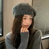 Gorro de Punto de Lana con Estilo Coreano para Mujer, Boina Gruesa de Invierno, Gorro Cálido de Moda para Otoño e Invierno, para Mujeres con Circunferencia de Cabeza Grande