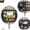 Decoración de Fiesta de Año Nuevo Transfronteriza feliz año nuevo Negro Dorado Feliz Año Nuevo Globo de Aluminio 2025