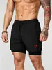 Pantalones Cortos Deportivos para Hombre 2 en 1 Doble Capa Músculo Entrenamiento Deportivo Fitness Casual Sueltos Estampados Secado Rápido