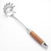 Espátula de Aço Inoxidável 304 com Cabo de Madeira de Pera, Conjunto de 6 Peças para Cozinha, Colher de Sopa, Pegador de Macarrão, Espátula para Fritar, Espátula Grande para Peixe, Cabo Longo, Antiderrapante