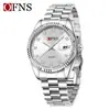 Reloj de Pulsera de Cuarzo OFNS de Moda con Esfera Grande para Hombre de Negocios con Calendario, Reloj Casual Simple para Mujer Luminoso Impermeable