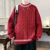 Recomendación popular: Suéter tejido de cuello redondo, marca moderna y elegante, la fábrica puede bordar, ropa tejida para hombre