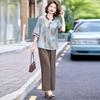 Trajes de estilo chino nuevo para madres de mediana edad y mayores, nuevos de verano delgados, estilo occidental, que reducen la edad, trajes holgados de dos piezas para mujer de estilo nacional