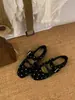 Primeiro Encontro Temporada Estilo Coreano Retro Bolinhas Lã Mary Jane Sapatos Femininos 2026 Outono Novo Estilo Temperamento Plano Baixo Boca Rasa Sapatos Únicos