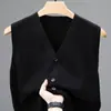 Chaleco Otoñal de Moda para Hombre, Cárdigan para Hombre de Mediana Edad, Chaleco de Punto Cálido sin Mangas