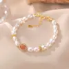 Pulsera de Perlas de Fresa Oro Plata Yilu Plata de Ley S925 Superficie de Huevo Diseño Estilo Palacio Retro Accesorios para la Mano Fábrica Venta al por Mayor