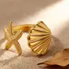 Anillo de Estrella de Mar Estilo Resort Oceánico Nuevo Transfronterizo Europeo y Americano Joyería Versátil de Nicho Venta al por Mayor