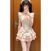 Vestido de sirvienta dulce y lindo para niña, falda corta, falda de tutú, falda de pastel, conjunto de delantal con lazo