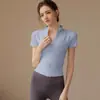 Top de Fitness para Mujer con Cuello Alto y Cremallera, Cintura Adelgazante, Resalta la Figura Corporal, Yoga, Deportes, Manga Corta