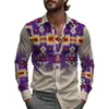 Camisa Estampada Masculina Retrô Boêmia Primavera Manga Longa Lapela 2025 Verão Tecido Leve Moda