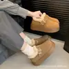 Sapatos Birkenstock Retrô de Solado Grosso para Mulheres, Botas de Neve Quentes com Forro de Lã, Novos Sapatos de Algodão com Pelo para Uso Externo de Inverno 2026