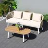 Sofá Nórdico para Exterior Patio Exterior Balcón Silla de Ratán Combinación de Sofá Ocio al Aire Libre Muebles de Ratán de Aleación de Aluminio