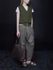 Cardigan Colete Tricotado Gola V Verde Militar Momemt para Mulheres Nova Coleção Primavera e Outono 2025 Estilo Fashion e Preguiçoso