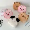 Bolsa de Maquiagem de Pelúcia Desenho Animado Fofo Bolsa Quadrada Pequena Portátil de Viagem com Compartimento Bolsa de Armazenamento de Material para Caderno de Mesa de Grande Capacidade
