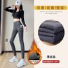 Calças de tubarão de bolso para mulheres outono/inverno forrado de lã cintura alta modelagem abdominal pressão emagrecimento calças de ioga calças de barbie de fundo quente