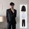 Saco negro para hombre primavera y otoño ropa de negocios para hombre hombrera de alta calidad traje guapo de doble botonadura conjunto completo ropa para hombre