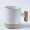Caneca de Cerâmica com Cabo de Madeira Artístico Estilo Coreano para Escritório Xícara de Chá Café Leite presente manual logo impresso