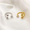 Anillo Abierto Ajustable para Mujer con Incrustaciones de Pedrería Chapado en Oro, Plata, Cobre, Oro Real de 18K, Irregular, Distintivo, Anillo de Dedo de Comida