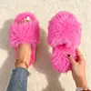 Pantuflas de algodón peludo transfronterizas para mujer, pantuflas de interior de moda para el hogar, antideslizantes y cálidas, pantuflas de punta abierta para primavera y otoño para mujer