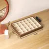 Exquisita caja de joyería multicapa de alta gama para viajes, para guardar anillos, collares, pendientes y accesorios, con acabado de veta de madera de nogal