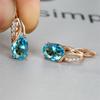 Pendientes Ovalados de Zirconia Aguamarina con Baño de Oro Champagne de Venta Caliente Nuevos Transfronterizos Pdd Joyería de Boda Regalo para Mujeres