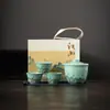 Juego de Té con una Tetera y Tres Tazas, Tazas de Servicio Rápido Qianli Jiangshan, Regalos de Negocio Conmemorativos de Apertura de Empresa, Compra en Lotes Pequeños