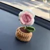 Plantas en Maceta Mini Lindas Tejidas a Mano Crochet Lana Girasol Decoración para Consola Central de Coche Adornos para Mujeres