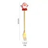 Cuchara de acero inoxidable transfronteriza Árbol de Papá Noel Cuchara de café Tenedor de fruta para postre Cuchara y tenedor de muñeca Juego de cubiertos Regalo