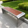 Sillas de Parque, Bancos para Exteriores, Madera Anticorrosión, Metal, Madera Maciza, Asientos de Acero Inoxidable, Sillas Cuadradas para Exteriores, Patios, Paisajismo, Ocio