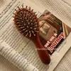 Peine de Madera Pequeño Portátil, Peine Esponjoso, Peine Masajeador del Cuero Cabelludo Antiestático, Peine de Cojín de Aire para Mujer, Peine Masajeador