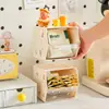 Caja de Almacenamiento Montada en la Pared con Pegatinas, Caja Transparente Tipo Cajón para Bolsitas de Té, Estante de Almacenamiento de Escritorio Multicapa Apilable para Dormitorio Estudiantil